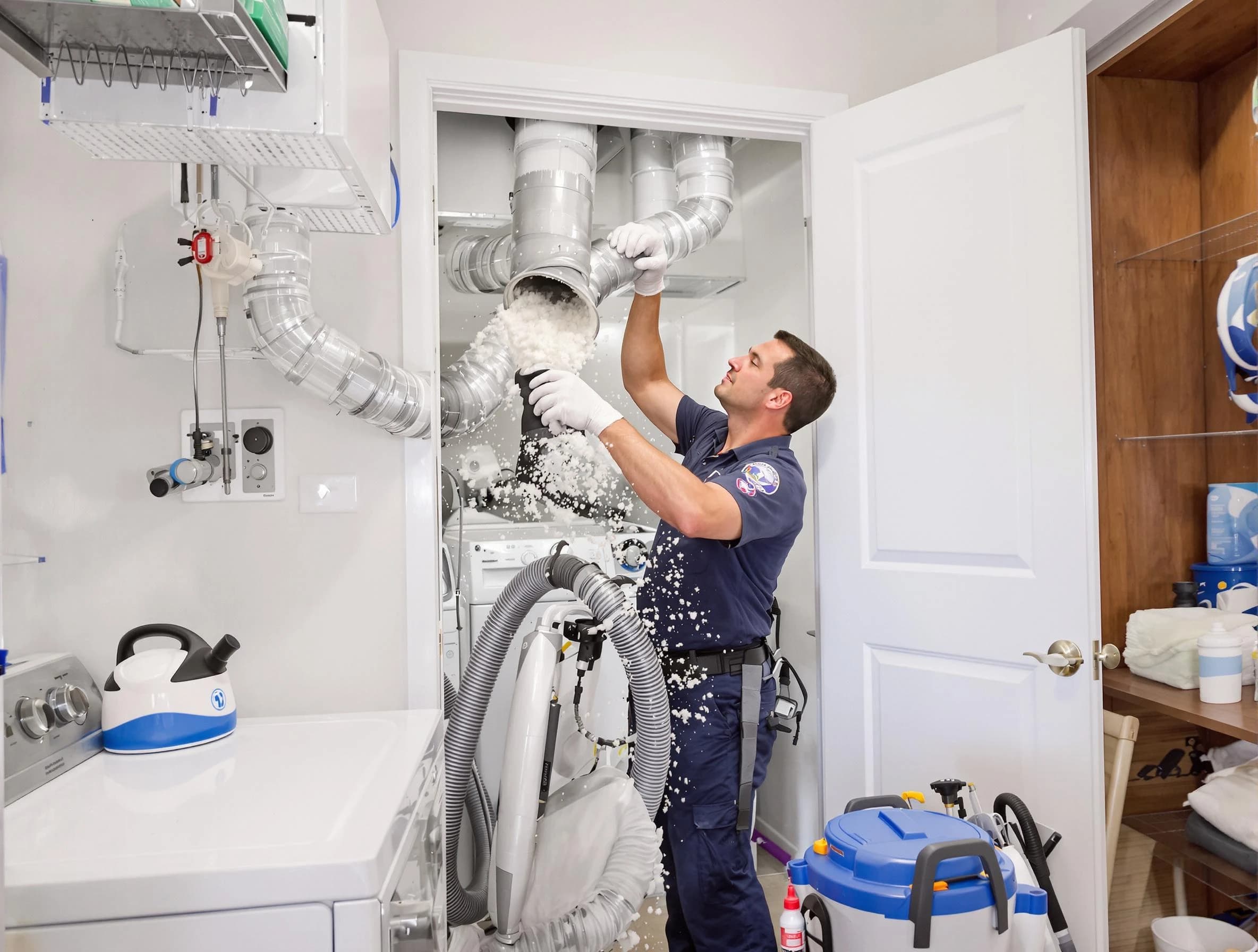 Mustang Dryer Vent Cleaning technician delivering thorough residential dryer vent cleaning service in Mustang