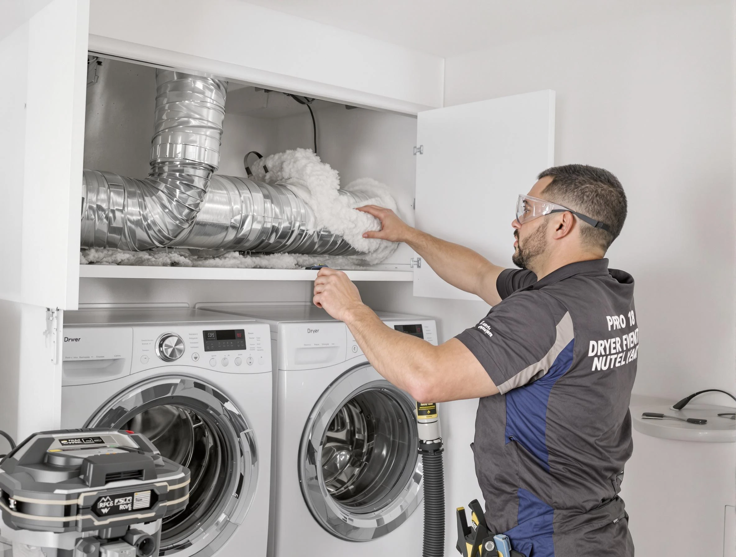 Mustang Dryer Vent Cleaning certified technician performing specialized gas dryer vent cleaning in Mustang