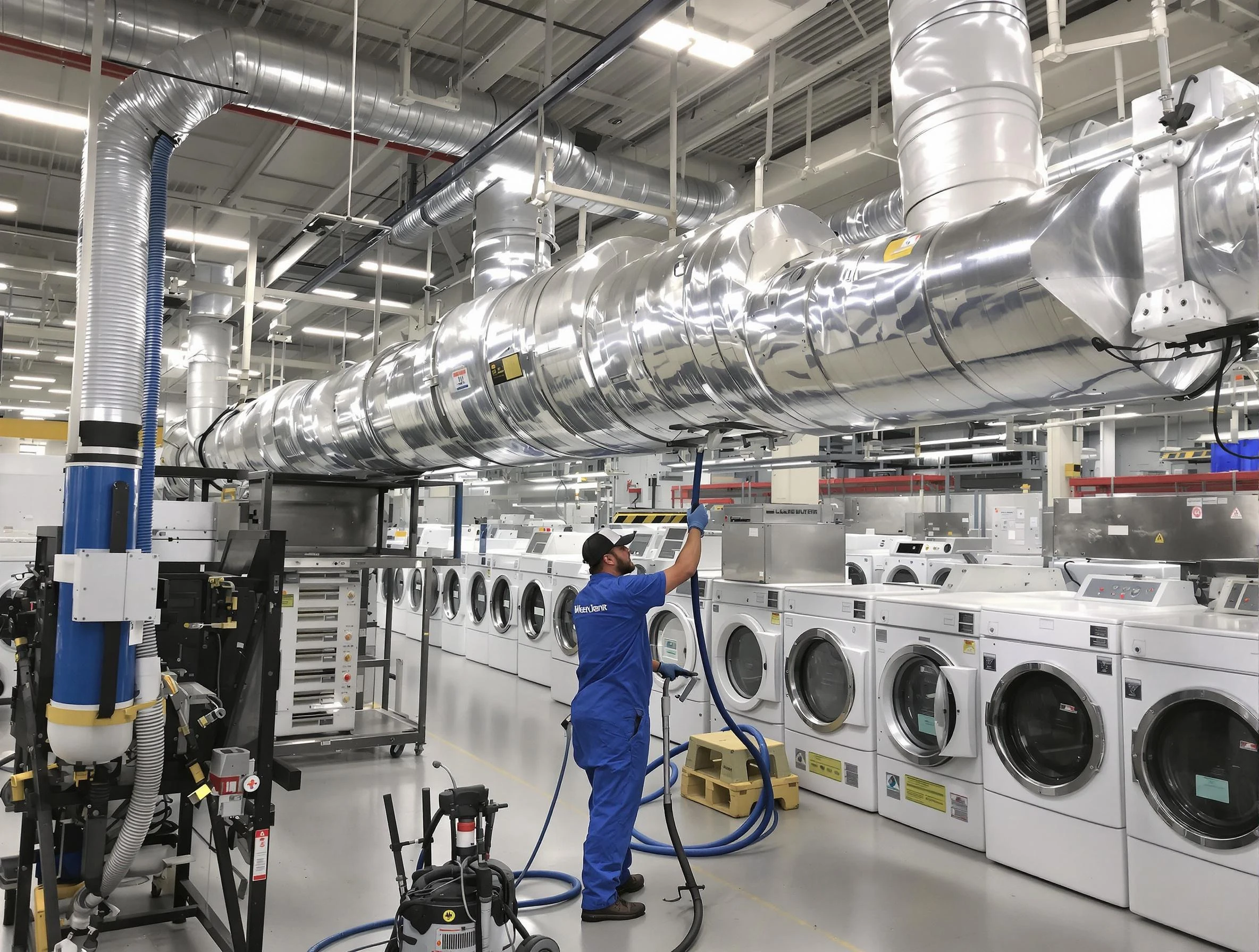 Mustang Dryer Vent Cleaning team performing heavy-duty industrial dryer vent cleaning in Mustang